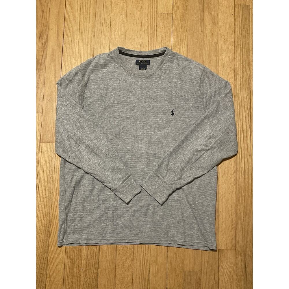 Polo‎ Ralph Lauren Shirt Mens XL Heather Gray Henley Long Sleeve Thermal